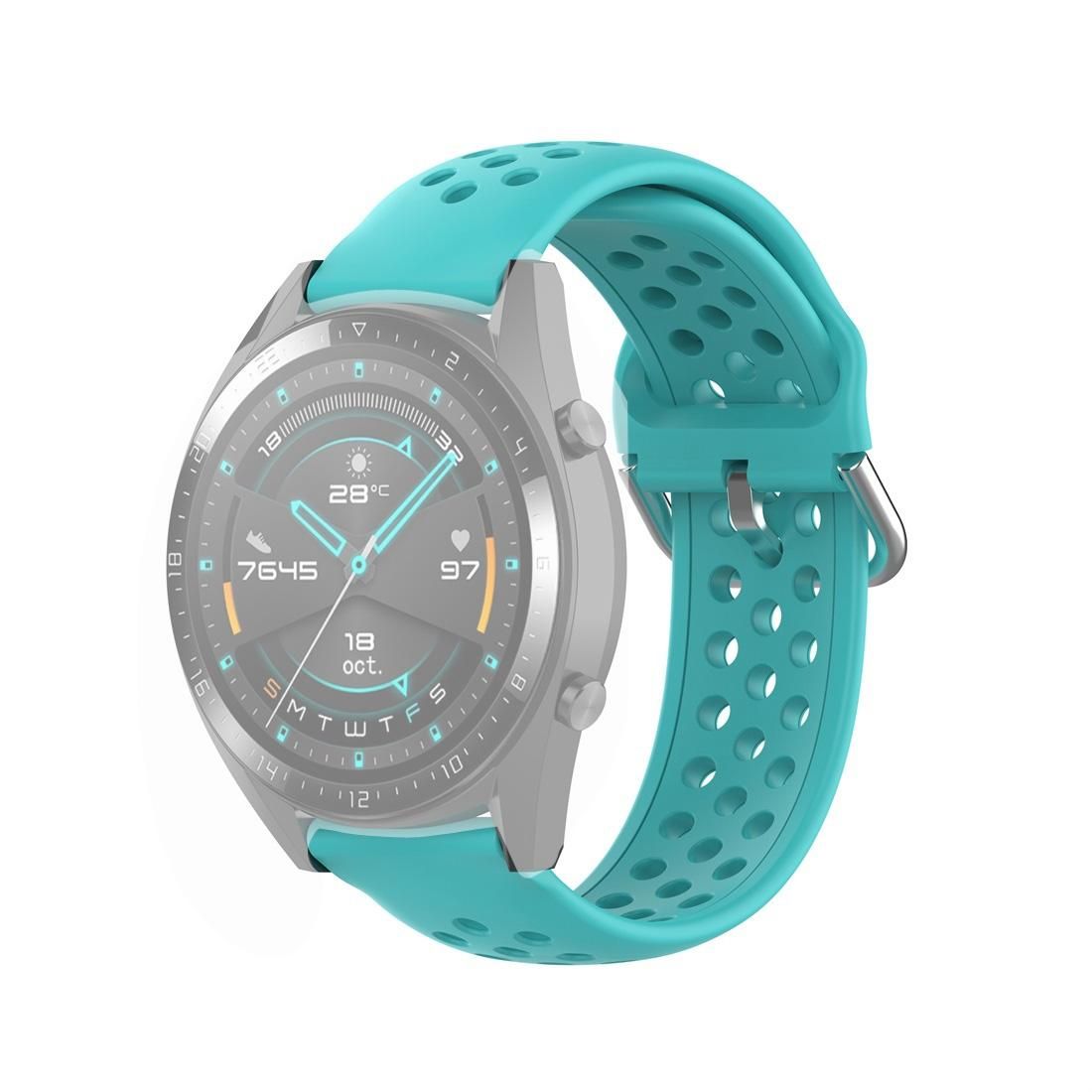 For Huawei Watch GT 46mm / 42mm / GT2 46mm 22mm Clasp Solid Color Sport Wrist Strap Watchband (Mint Green)