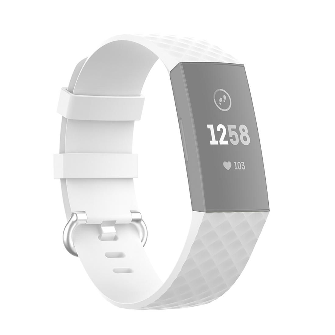 18mm Silver Color Buckle TPU Wrist Strap Watch Band for Fitbit Charge 4 / Charge 3 / Charge 3 SE, Size: L (White)