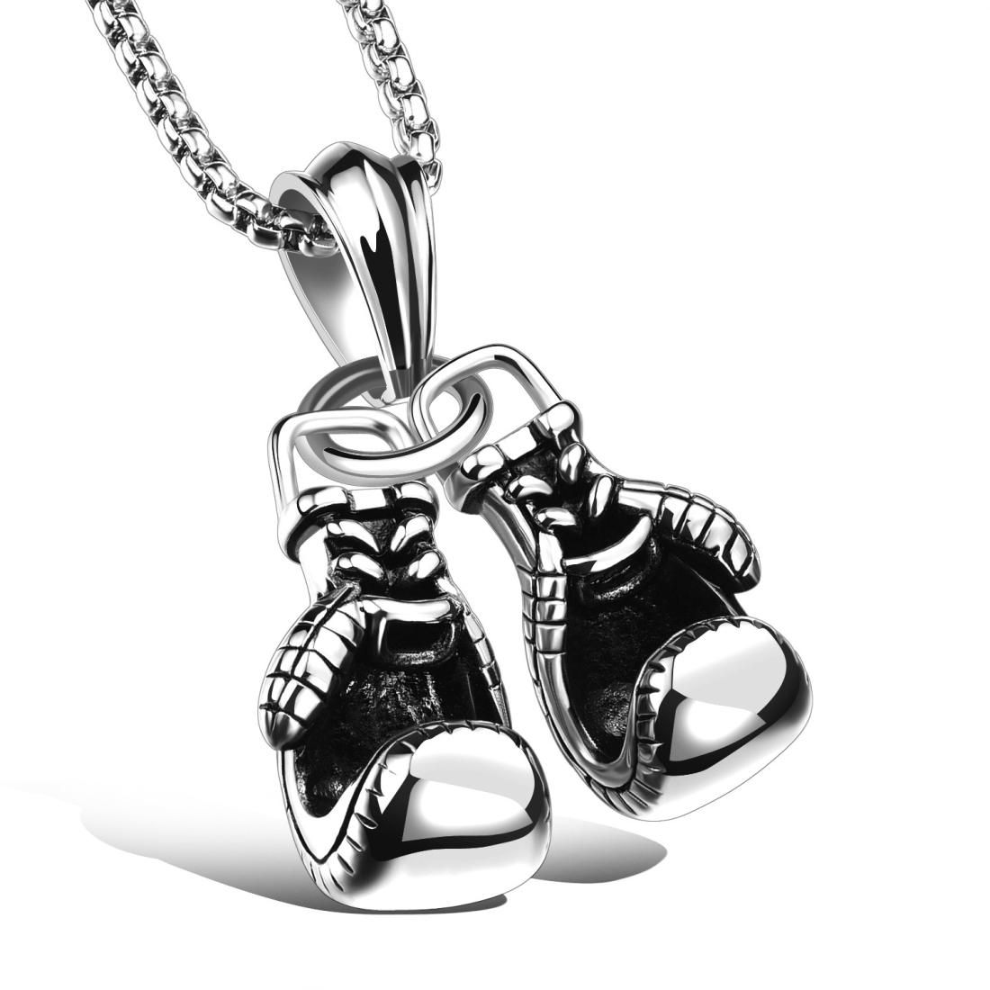 OPK Double Gloves Titanium Steel Necklace Pendant without Chain (Steel Color)