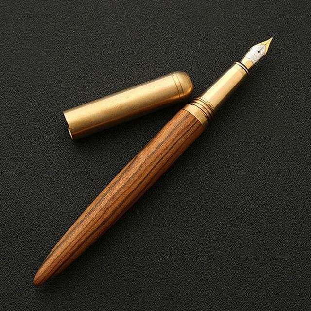 Luxury Wood Fountain Pen School Office Writing Ink Pen Stationery Gifts Supplies (Tiger wood)