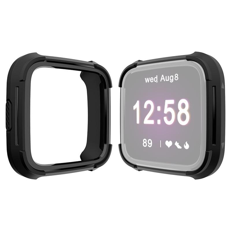 For Fitbit Versa / Versa Lite Universal Smart Watch PC + TPU Protective Case (Black Black)