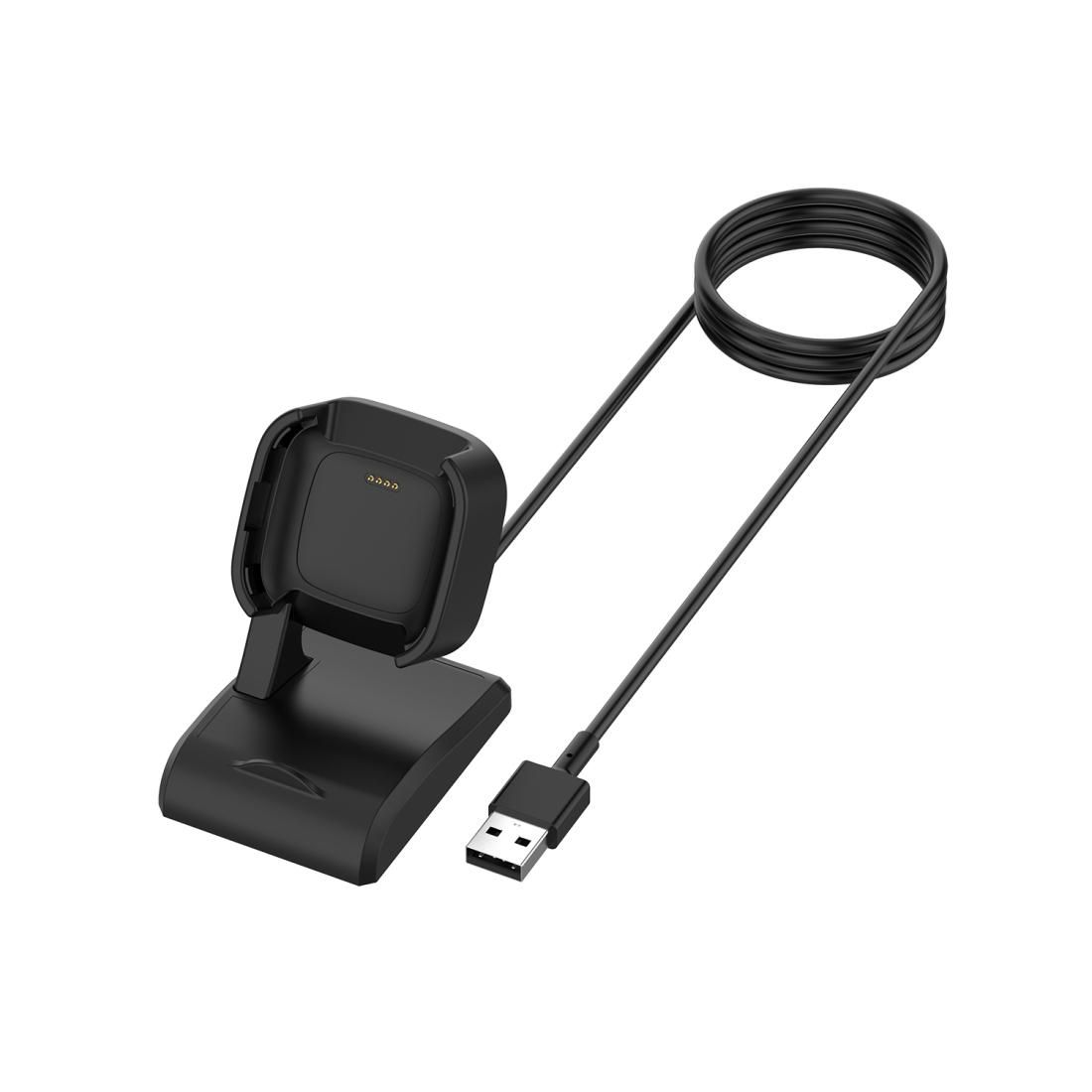 Smartwatch Replacement USB Charger Charging Dock Adapter for Fitbit Versa 2, Cable Length: 1m (Black)