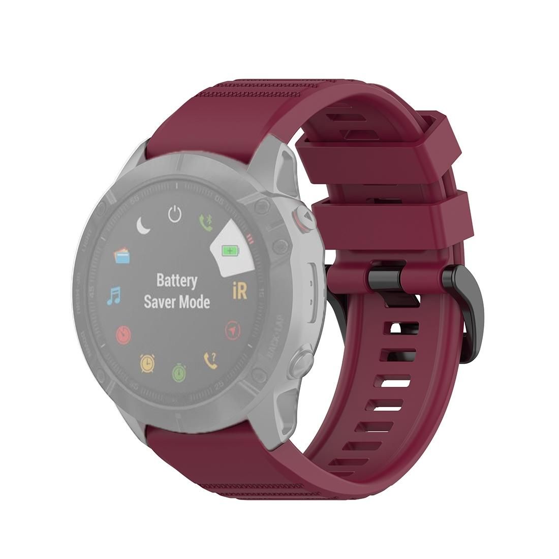 For Garmin Fenix 6X 26mm Quick Release Official Texture Wrist Strap Watchband with Metal Button (Wine Red)