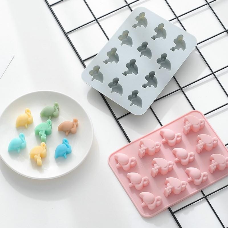 6 PCS Flamingo Silicone Ice Tray Mold DIY Chocolate Mold (Blue)