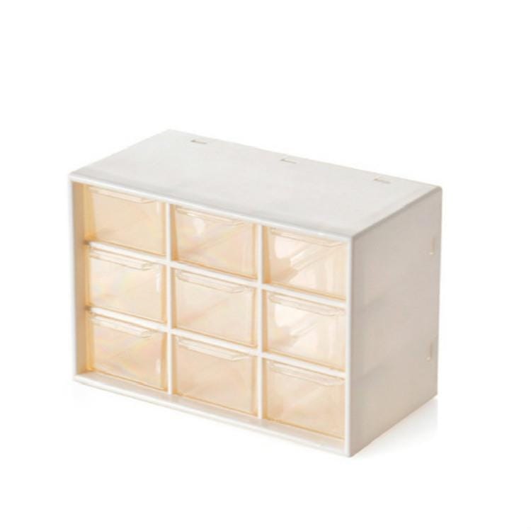 Nine Grid Transparent Drawer Jewelry Box (Yellow)