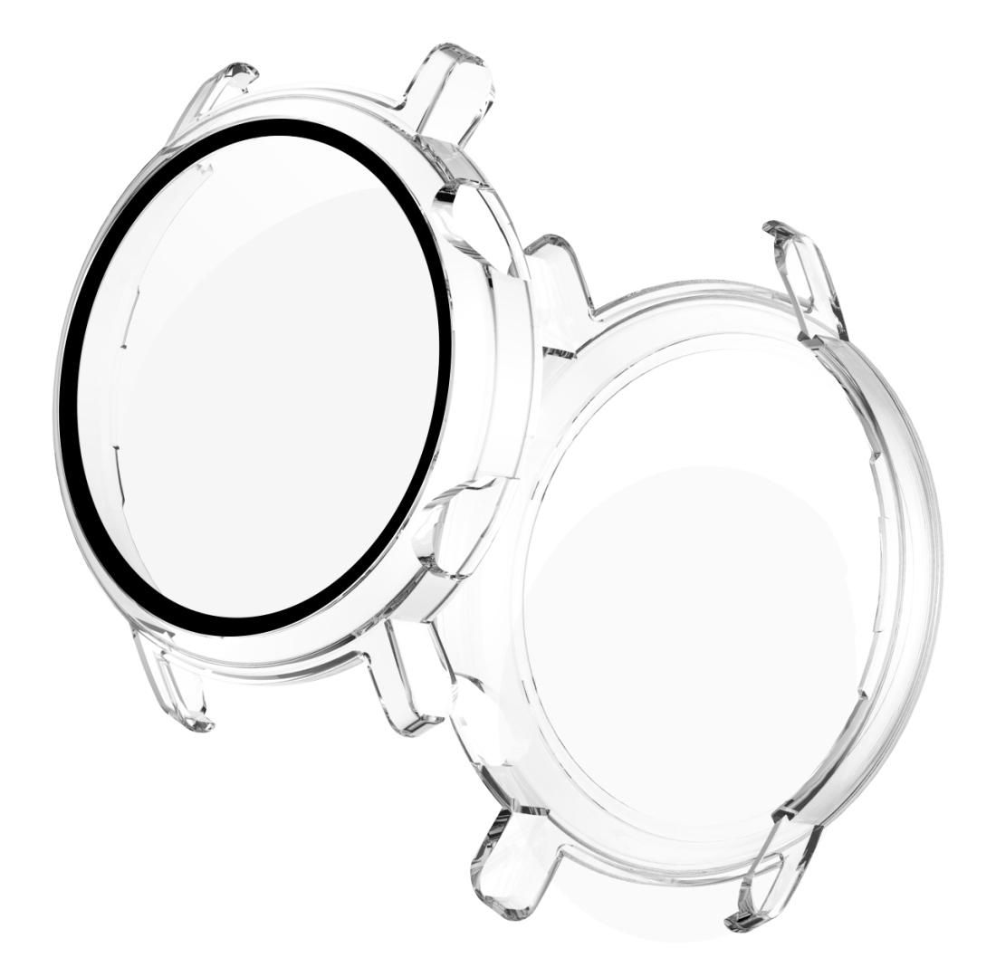 2 in 1  Tempered Glass Screen Protector + Fully Plating PC Case, Size:For Huawei Watch GT2 42mm (Transparent)