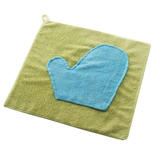 Ultra Soft Lamb Deep Pile Wash Cleaning Tool Gloves Kitchen Dishcloth Hand Towels (Blue)