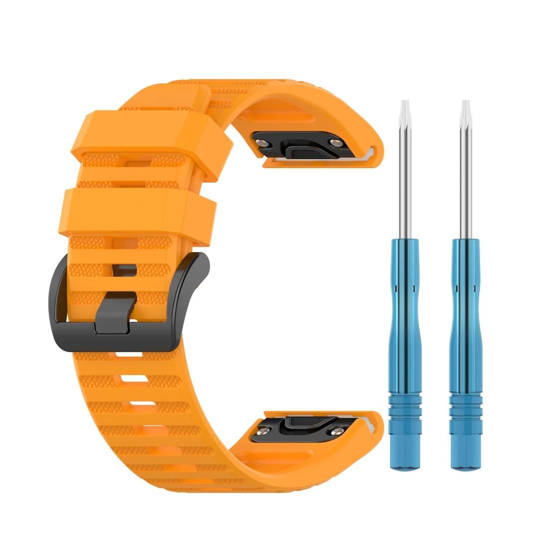 For Garmin Fenix 6 22mm Smart Watch Quick Release Silicon Wrist Strap Watchband (Yellow)
