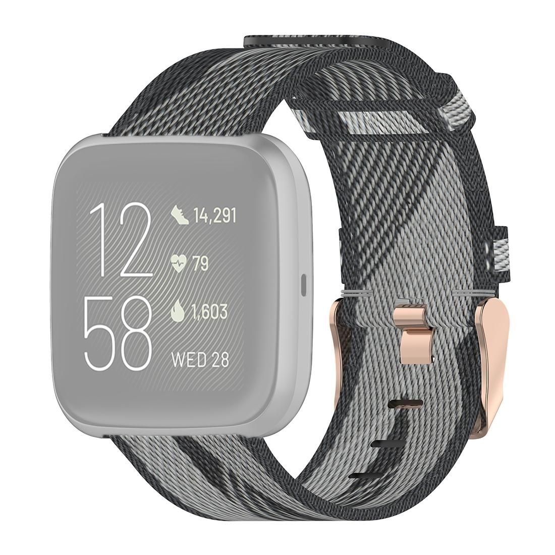 23mm Stripe Weave Nylon Wrist Strap Watch Band for Fitbit Versa 2, Fitbit Versa, Fitbit Versa Lite, Fitbit Blaze (Grey)