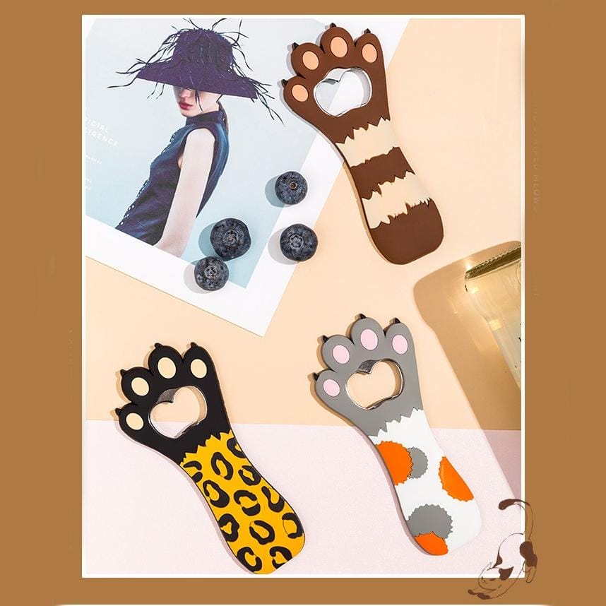 Cat Claw Personalized Beer Bottle Opener Cartoon Magnetic Fridge Magnet (Coffee)
