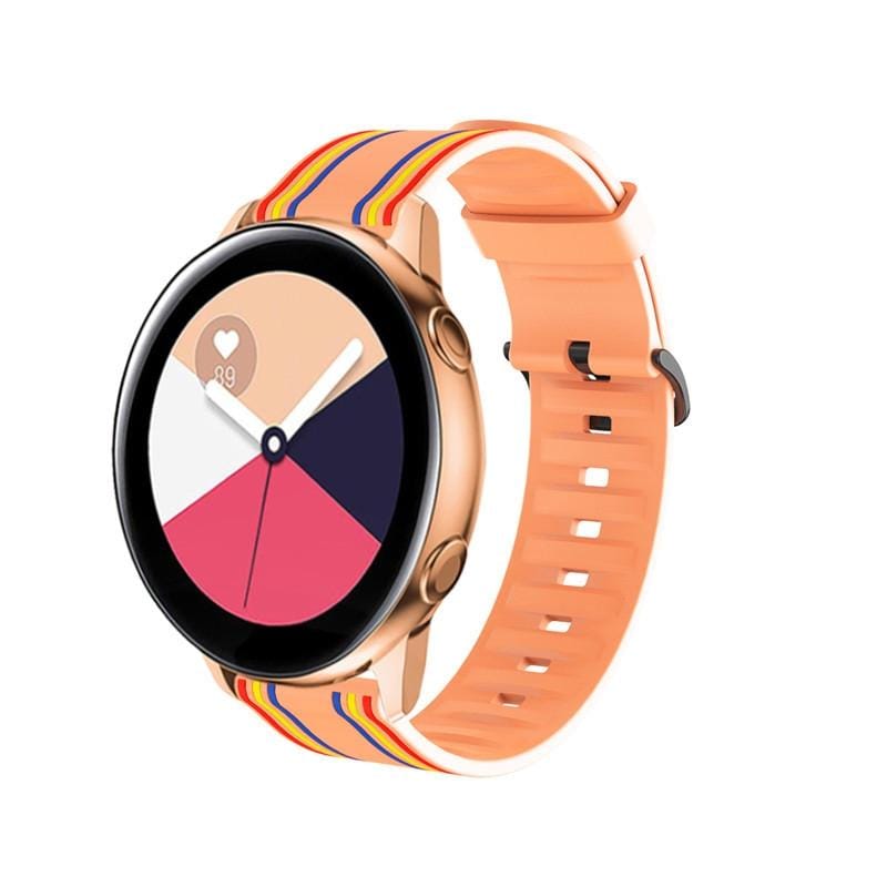 20mm For Huami Amazfit GTS / Samsung Galaxy Watch Active 2 / Huawei Watch GT2 42MM Striped Silicone Strap (Orange)