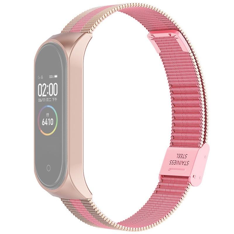 For Xiaomi Mi Band 4 / 3 Milanese Metal Replacement Strap Watchband, Color:Pink