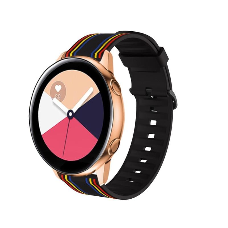 20mm For Huami Amazfit GTS / Samsung Galaxy Watch Active 2 / Huawei Watch GT2 42MM Striped Silicone Strap (Black color)