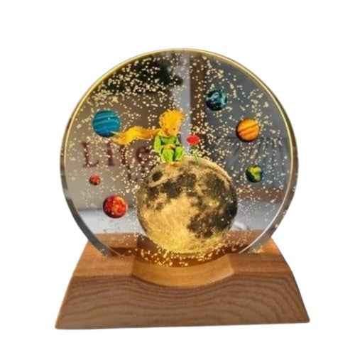 3D Acrylic LED Night Light with Durable Plastic Base Decorative Table Lamp (Moon and Stars Design)