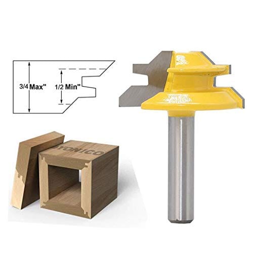 45 Degree Lock Miter Router Bit 8mm Shank Tenon Cutter 1-1/2Diameter Tool