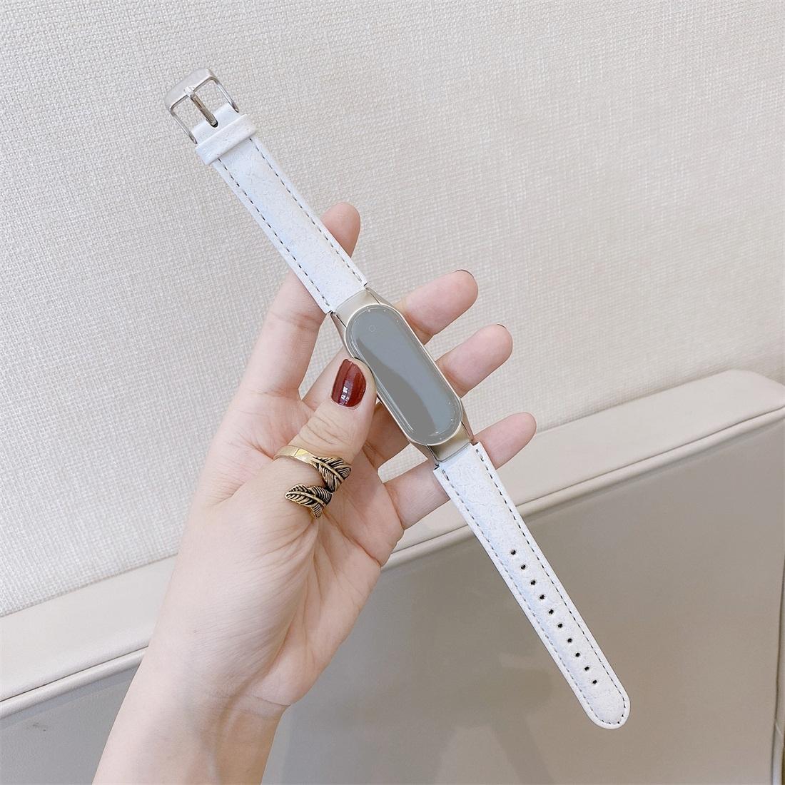 For Xiaomi Mi Band 5 Shell Texture Replacement Strap Watchband, Color:White