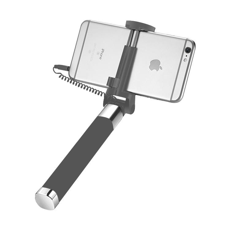 JOYROOM JR-ZB12 Aluminium Alloy Wired Controlled Selfie Stick Monopod Extendable Handheld Holder, Max Length: 77cm (Grey)