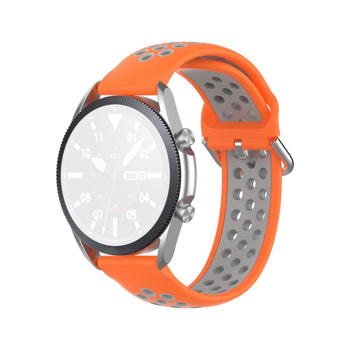 For Galaxy Watch 3 41mm Silicone Sports Two-tone Strap, Size: Free Size 20mm (Orange Gray)