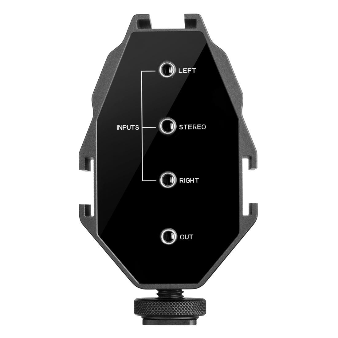 BOYA BY-MP4 2-channel Audio Adapter with Mono & Stereo Switch Dual Mic Mounting for DSLR Cameras, Camcorders, Smartphones (Black)