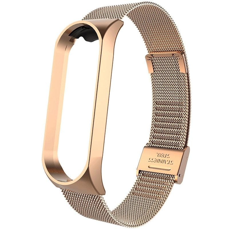 For Xiaomi Mi Band 4 / 3 Milanese Metal Replacement Strap Watchband, Color:Rose Gold