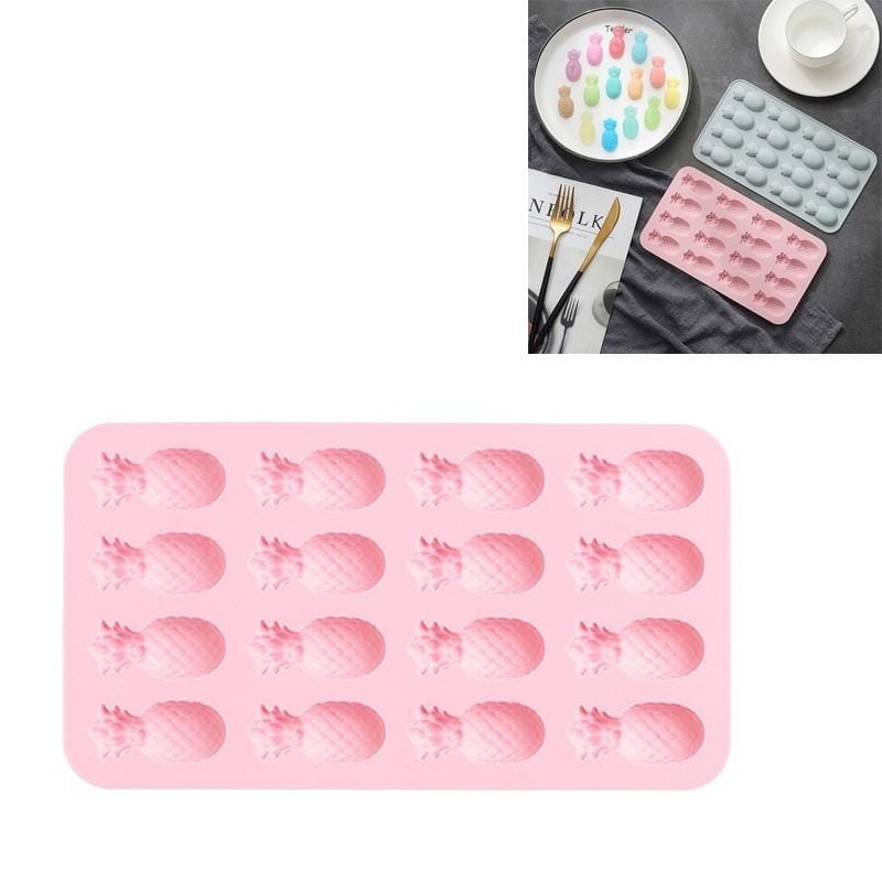 4 PCS Creative Pineapple Silicone Ice Tray Cake Mold Chocolate DIY Baking Mold (Pink)