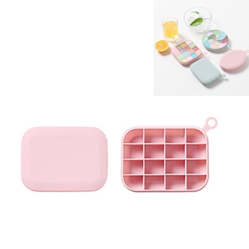4 PCS Home Creative Geometric Simple Ice Tray Mold with Lid DIY Ice Cube Homemade Box, Style:Rectangular (Pink)