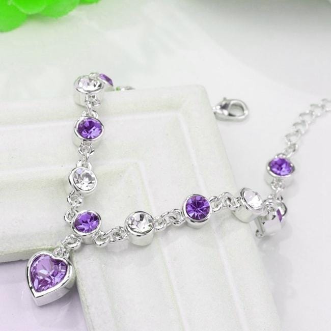 Fashion 12 Constellation Crystal Bracelets Gold-plated Anti-allergy Bracelet Jewelry (Purple)