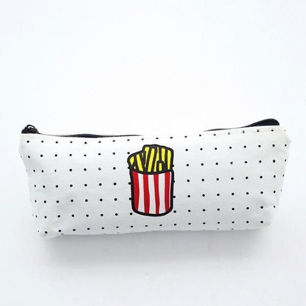 Fast Food Pencil Case Cute Pencilcase Student Canvas Chips Coke Pen Bag Box Offic School Supplies Stationery Gift (French fries)