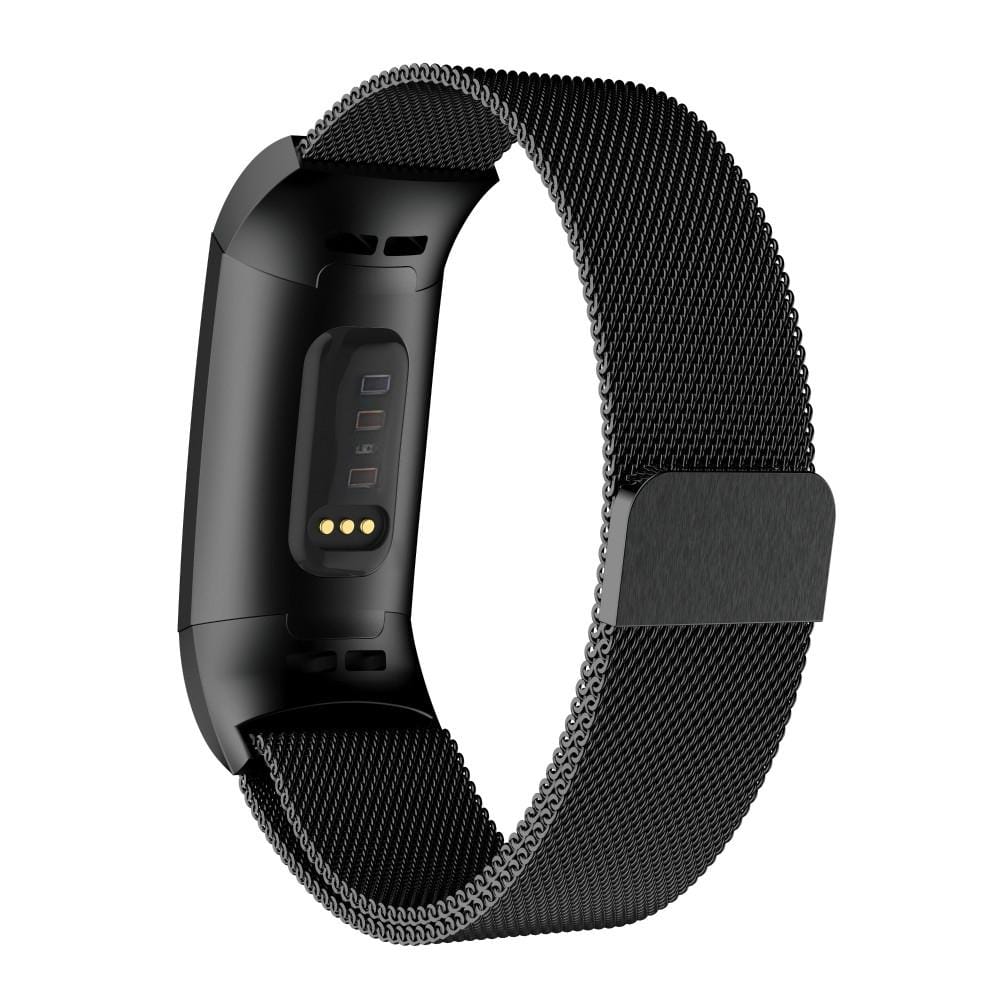 For Fitbit Charger 3 Metal Magnetic Metal Watch Strap (Black)