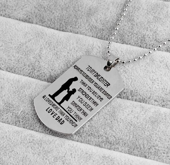 Stainless Steel Pendant Necklaces Engrave Name Love Daughter ID Tag Necklaces Customized Logo Jewelry (dad to daughter)