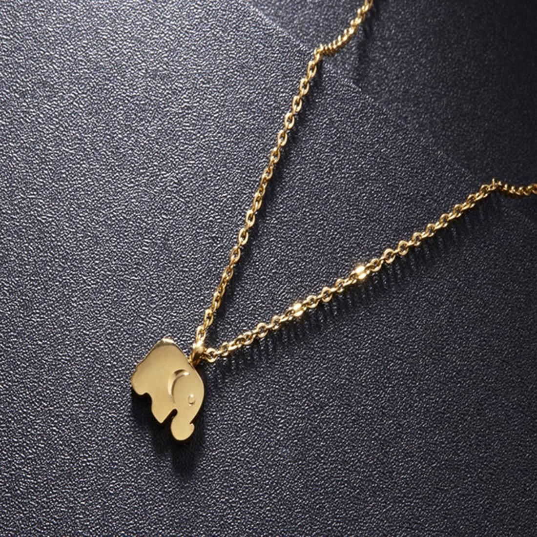 Women Fashion Jewelry Elephant Pendant Titanium Steel Chain Necklace, Chain Length: 45cm (Gold)