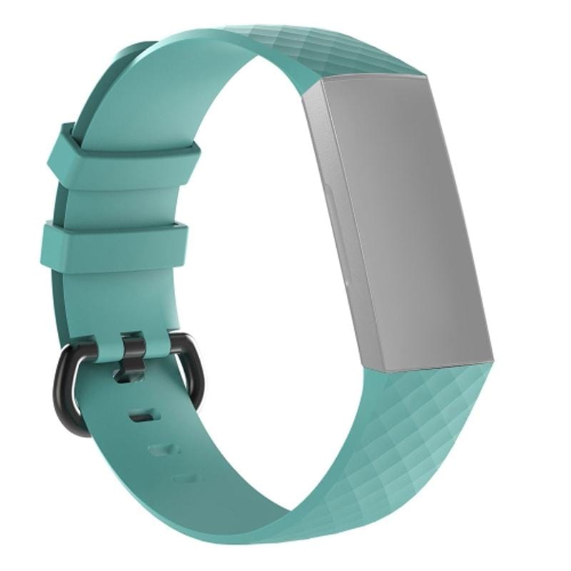 Diamond Pattern Silicone Wrist Strap Watch Band for Fitbit Charge 4 Large Size:210*18mm (Light Green)