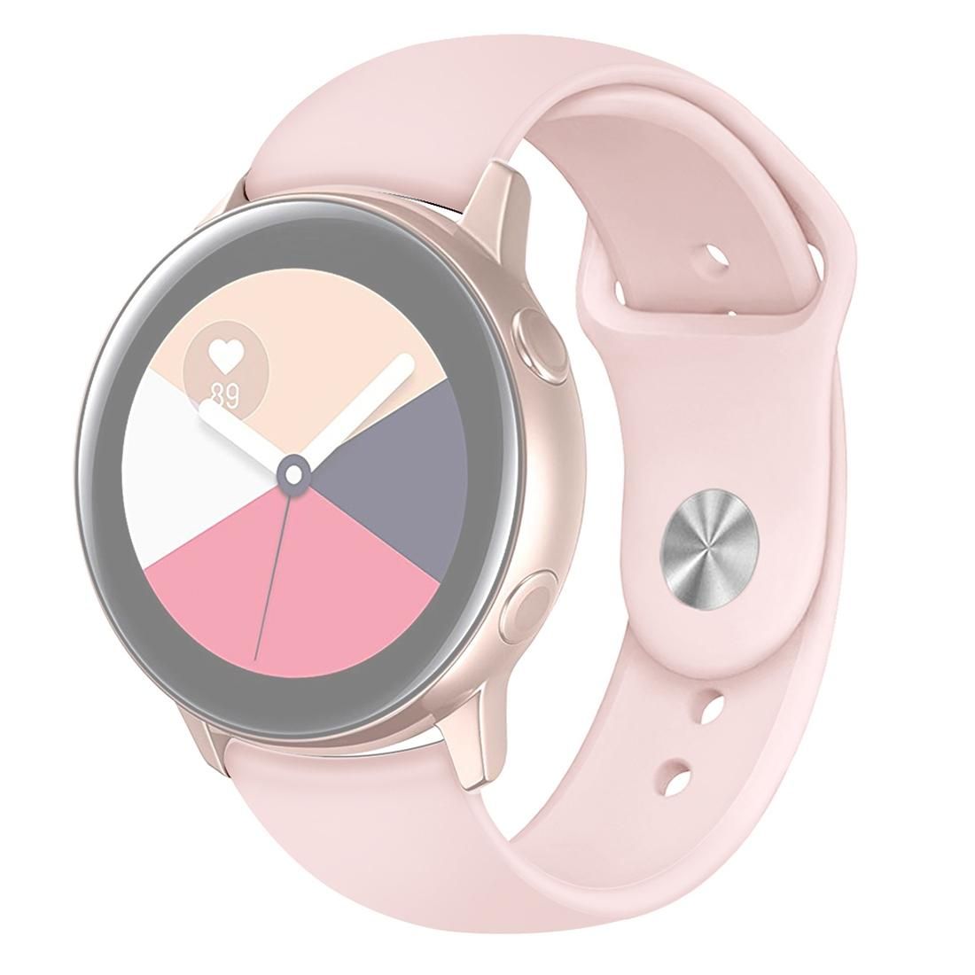 For Samsung Galaxy Watch Active2 Bluetooth Version 44mm Smart Watch Solid Color Silicone Wrist Strap Watchband, Size:L (Pink)