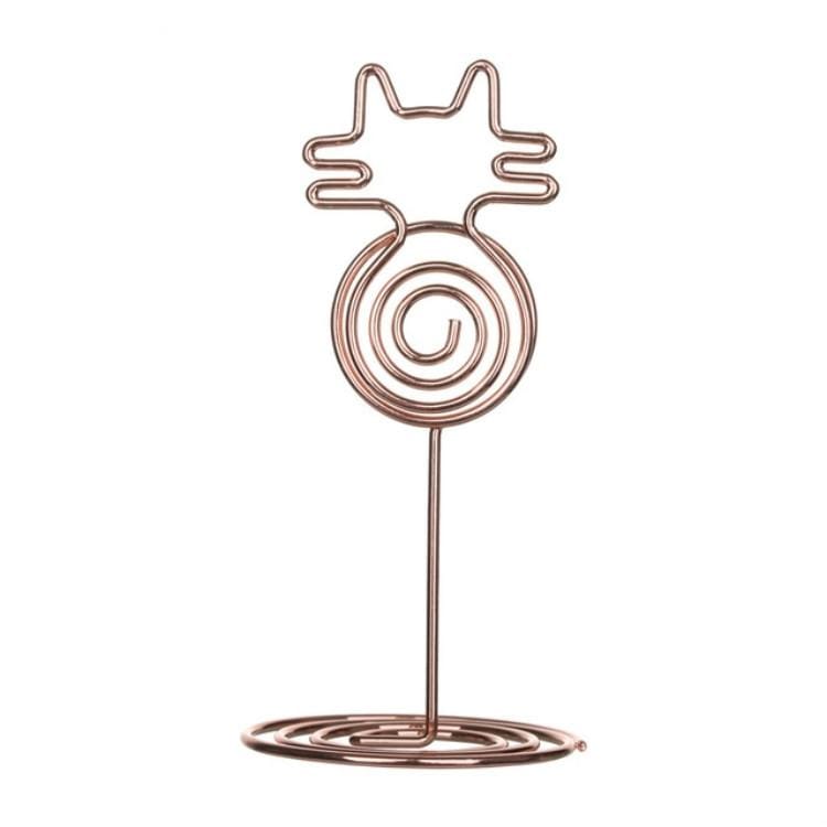 4 PCS Cartoon Cat Business Card Holder Metal Photo Clip Creative Desktop Note Clip (Rose Gold)