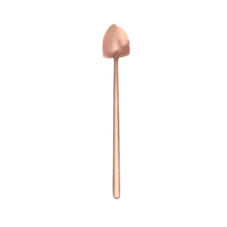 2 PCS Stainless Steel Spoon Creative Coffee Spoon Bar Ice Spoon Gold Plated Long Stirring Spoon, Style:Pointed Spoon, Color:Rose Gold