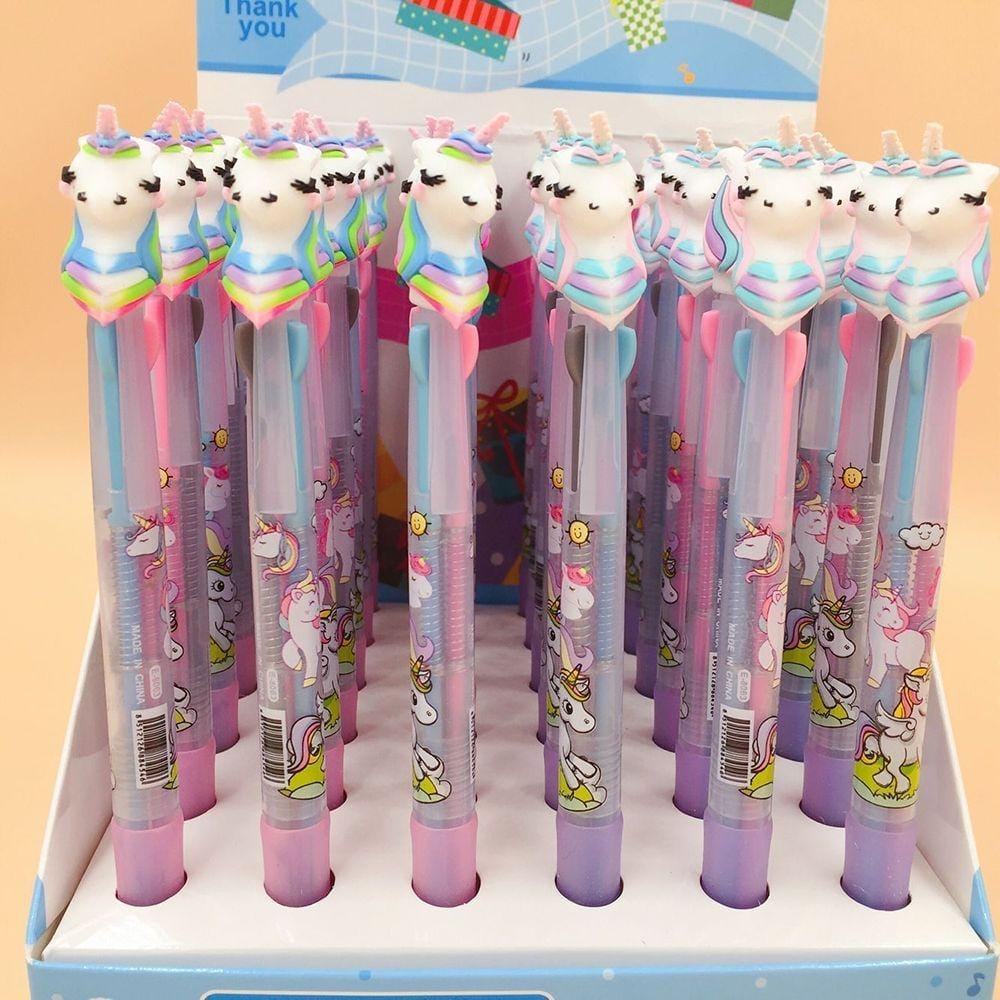 2 PCS Cute Unicorn Shape Silica Rainbow Ballpoint Pen
