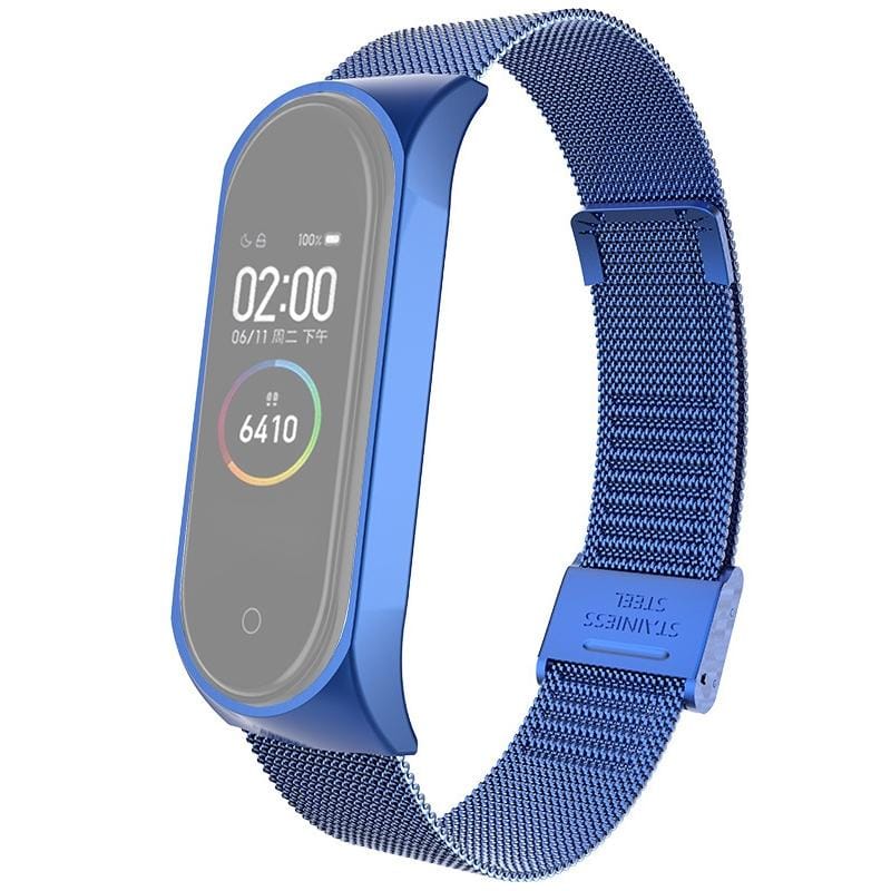 For Xiaomi Mi Band 4 / 3 Milanese Metal Replacement Strap Watchband, Color:Blue