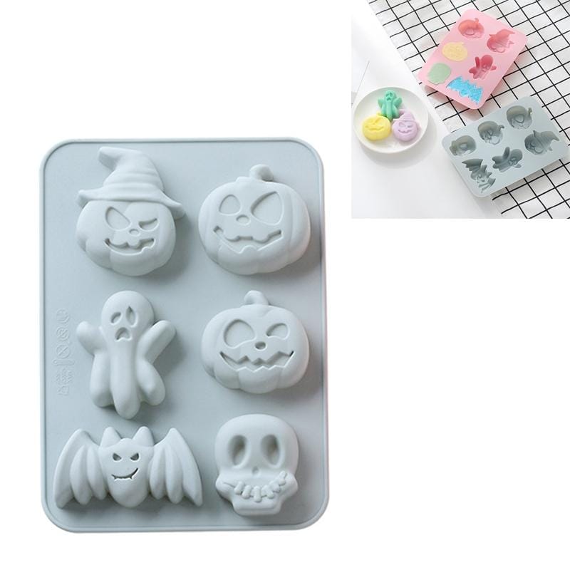 4 PCS Silicone Halloween Cake Mold 6 Hole Baking Mold DIY Ice Mould (Blue)