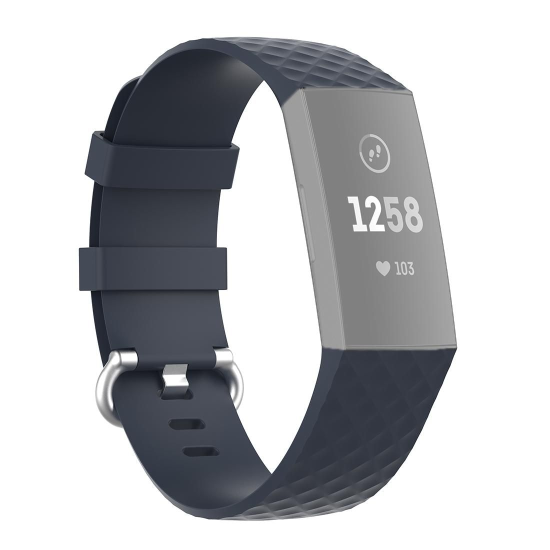 18mm Silver Color Buckle TPU Wrist Strap Watch Band for Fitbit Charge 4 / Charge 3 / Charge 3 SE, Size: L (Blue Gray)