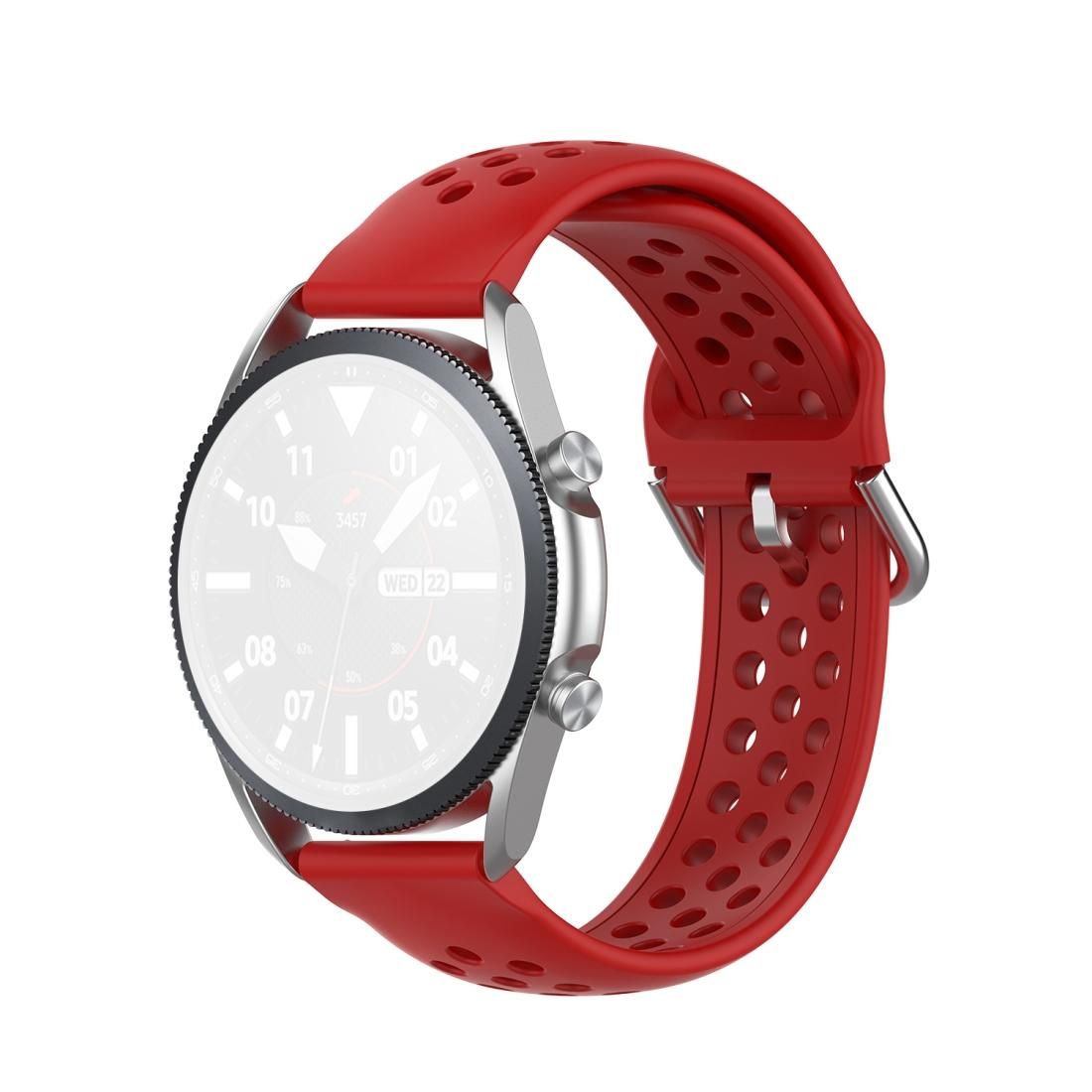 For Galaxy Watch 3 45mm Silicone Sports Solid Color Strap, Size: Free Size 22mm (Red)