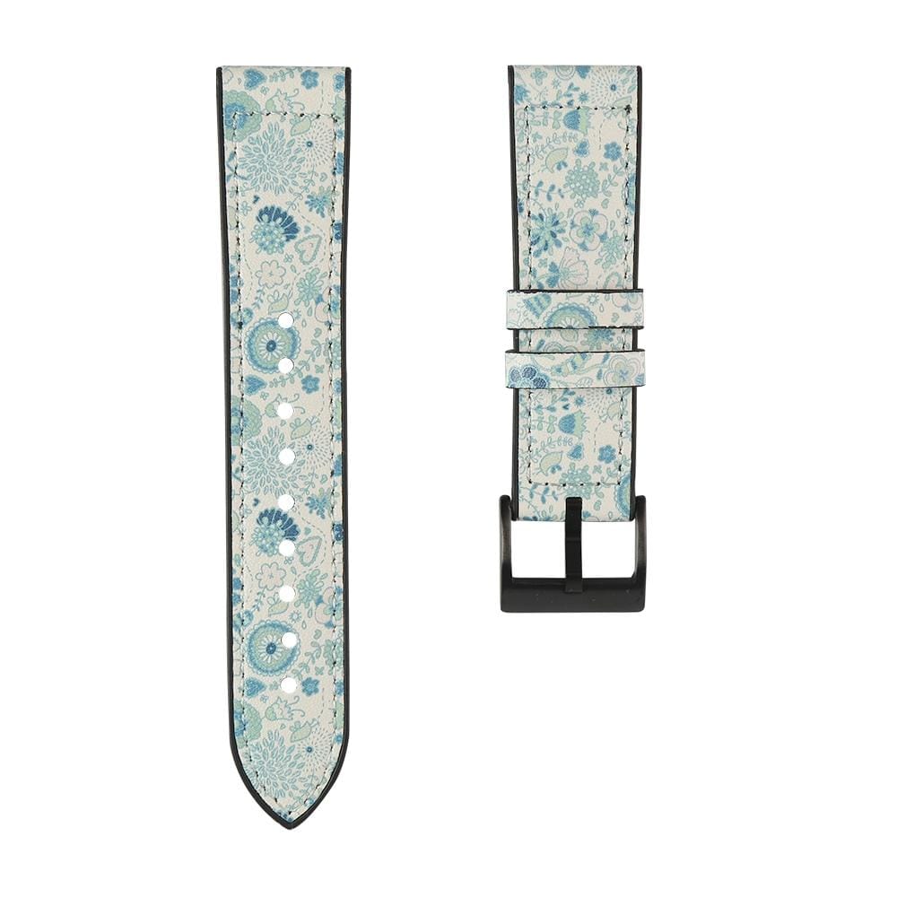 TPU + Leather Replacement Strap Watchband, Size:For Samsung Galaxy Watch 3 45mm (Flower Cyan)