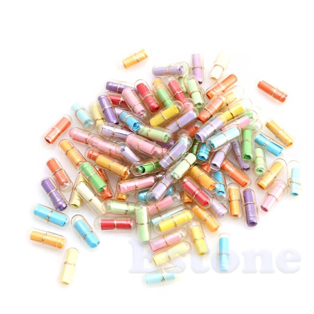 100 PCS Creative Gift Roll Paper Pill Lucky Bottle Drift Bottle