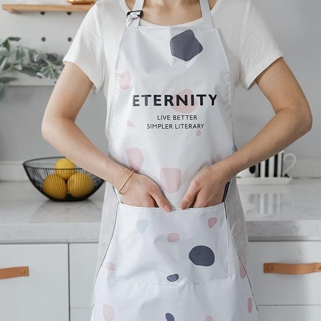 2 PCS Waterstone Pattern Wind-proof Hand-wiping Apron Simple Fashion Oil-proof Kitchen Household Overalls (Pink)