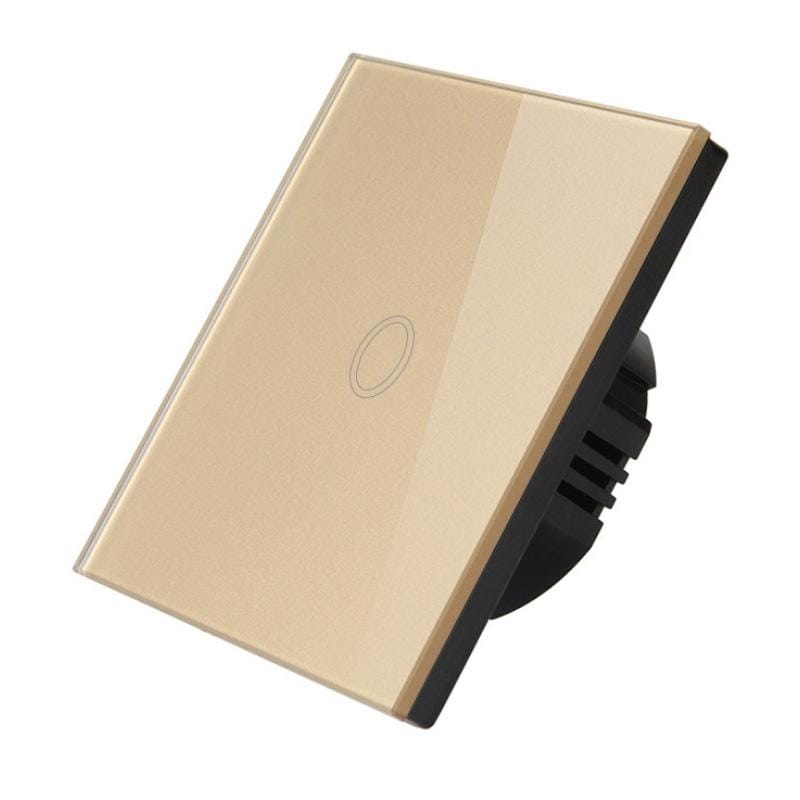 D6-01 86mm Wall Touch Switch, Tempered Glass Panel, 1 Gang 1 Way, EU / UK Standard (Gold)