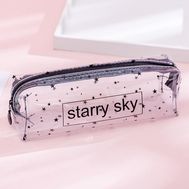 Transparent Letter Large Capacity Pencil Box Storage Bag Stationery School Supplies (Star Letter)