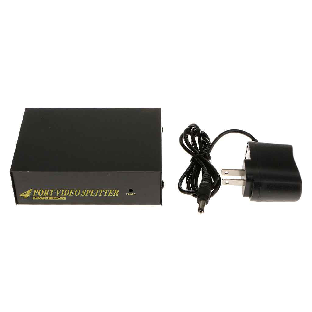 Generic 4 Port VGA SVGA Splitter 1 PC in to 4 LCD Monitor out Display for TV Laptop PC Computer with US Plug