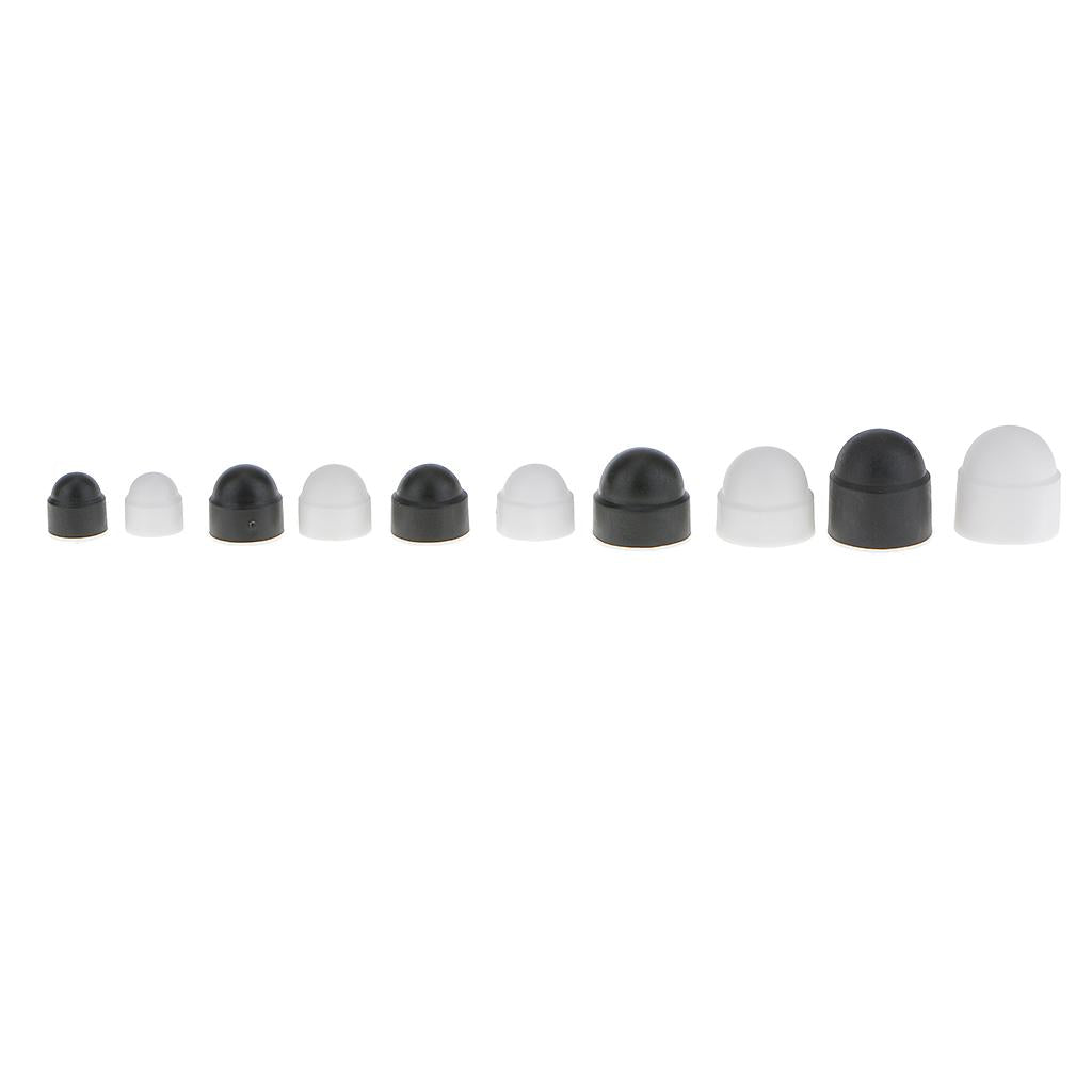 10pcs M10 Black Dome Bolt Nut Protection Caps Cover Hexagon Screws