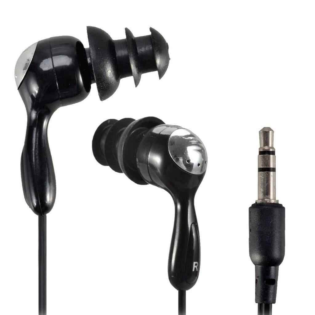 3.5mm In-Ear Sport Waterproof Swimming Diving Swivel Clip Earbud Earphone Headset Stereo Headphones Kit For MP3 MP4 iPod Player  Black