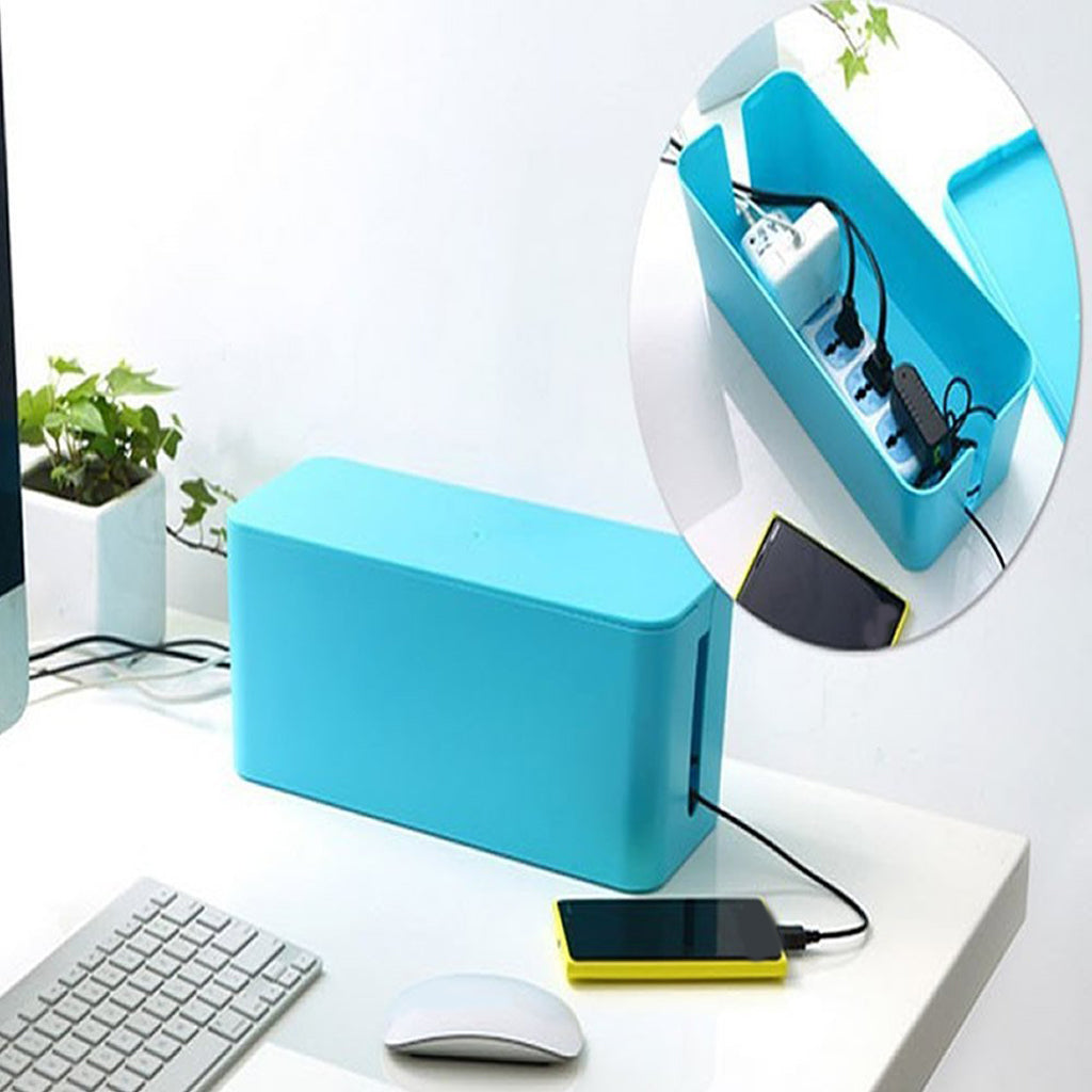 Cable Management Box Cord Organizer 13 Cover Conceal Hide Wire Plug Blue"