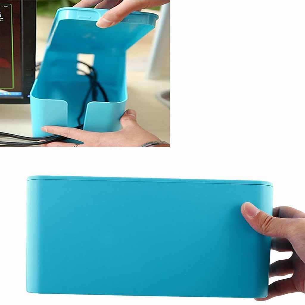 Cable Management Box Cord Organizer 13 Cover Conceal Hide Wire Plug Blue"